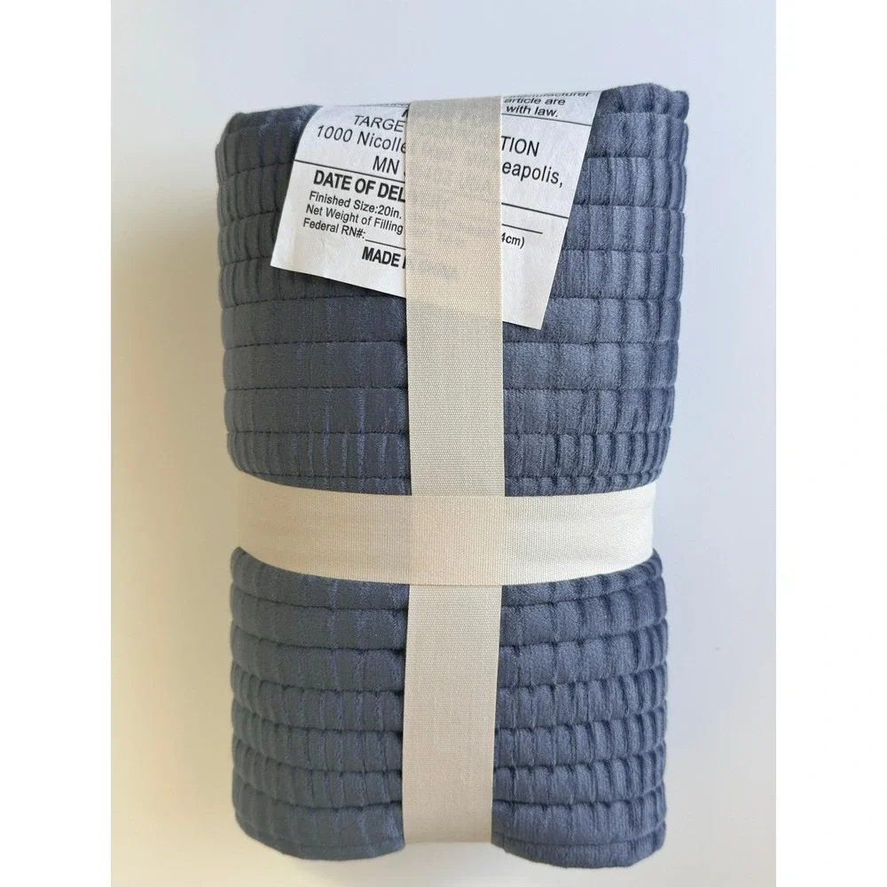 Threshold Quilted Pillow Cover‎ Home 20x20 Blue Gray Textured Modern NWT